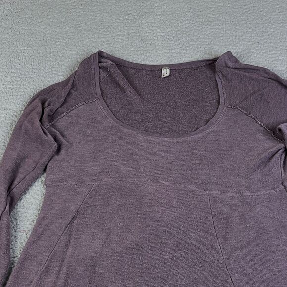 We The Free People Blouse Women Large Brown Scoop Neck Ribbed Knit Pullover Top - Picture 4 of 12